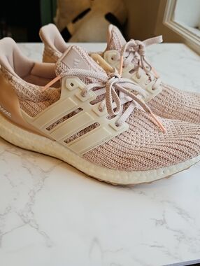 Adidas UltraBOOST Pink Knit Running Sneakers 8